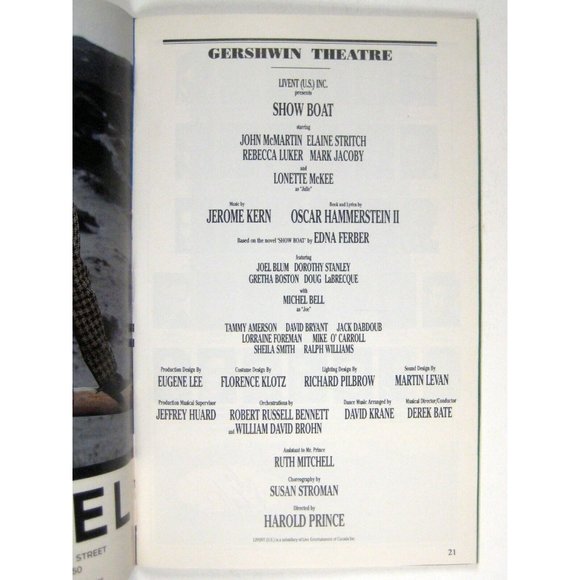 Show Boat Playbill July 1995 Rebecca Luker Mark Jacoby Joel Blum John McMartin - Picture 3 of 7